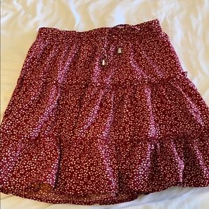 red mini flower print skirt